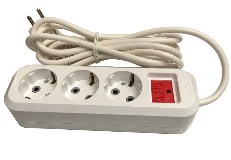 Выключатель на хлопки CLAPS EXT (электронный хлопковый выключатель света) в корпусе электрического удлинителя, вид слева