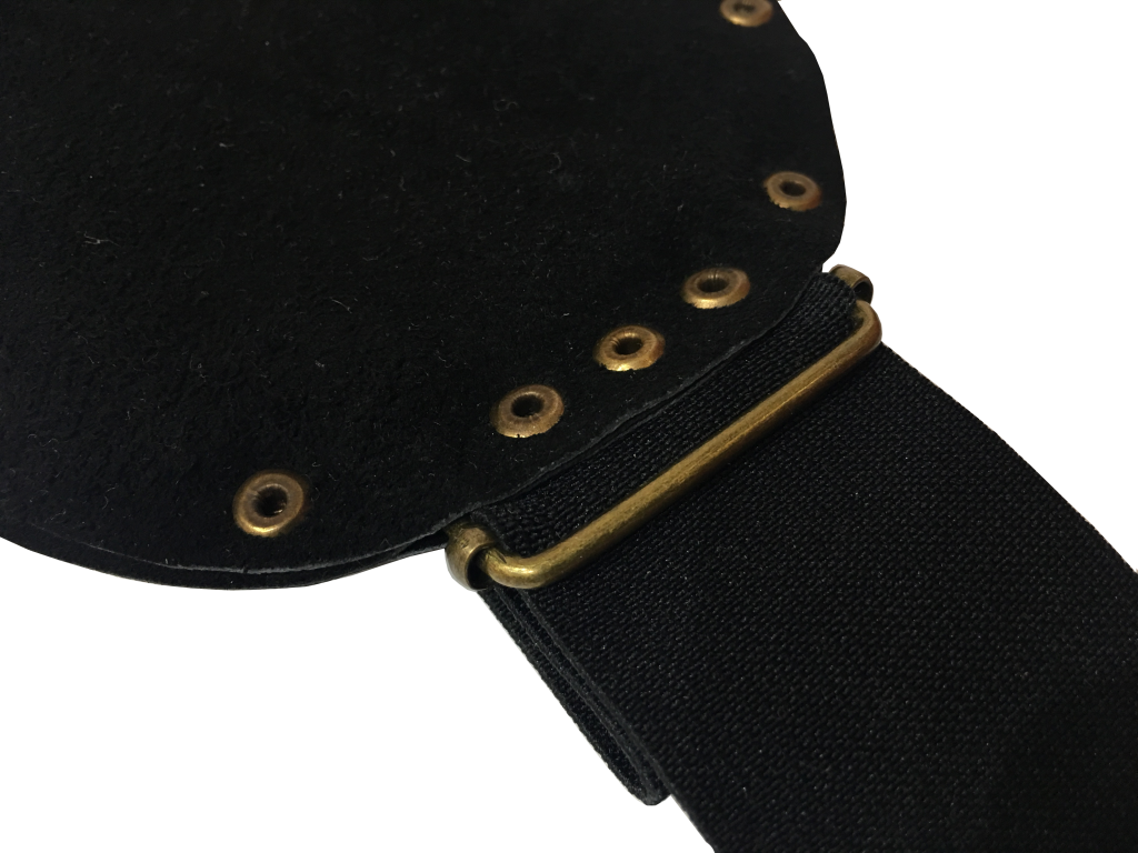 Нижняя сторона маски из замши прибора для осознанных сновидений DreamStalker Ultra LX - крепление резинки на шлейке с автоматической затяжкой, улучшение приборов DreamStalker, DreamStalker Pro